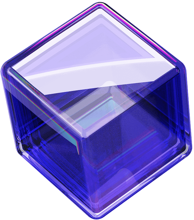 3D blue cube graphic