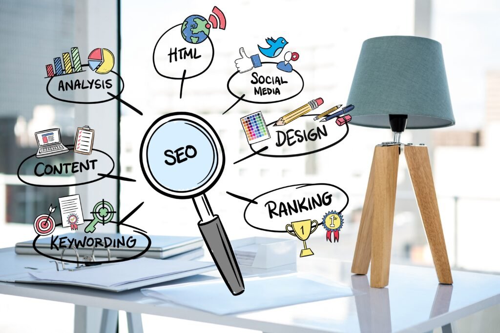 SEO services and search engine optimization graphic